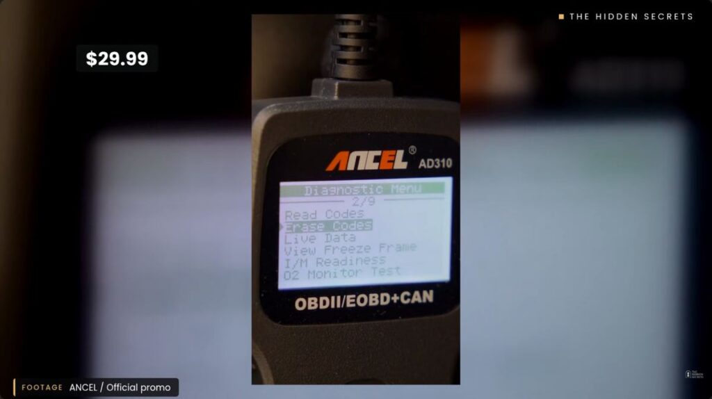 ANCEL AD310 OBD2 scanner diagnostic menu