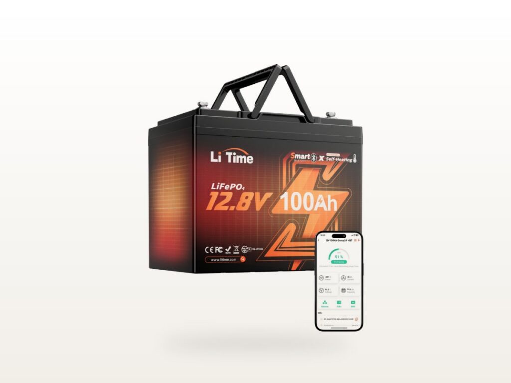 LiTime 12V 100Ah Self-Heating LiFePO4 Battery with Bluetooth