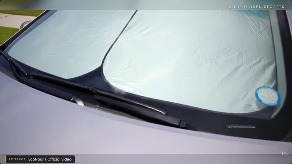 EcoNour windshield sun shade inside a car windshield