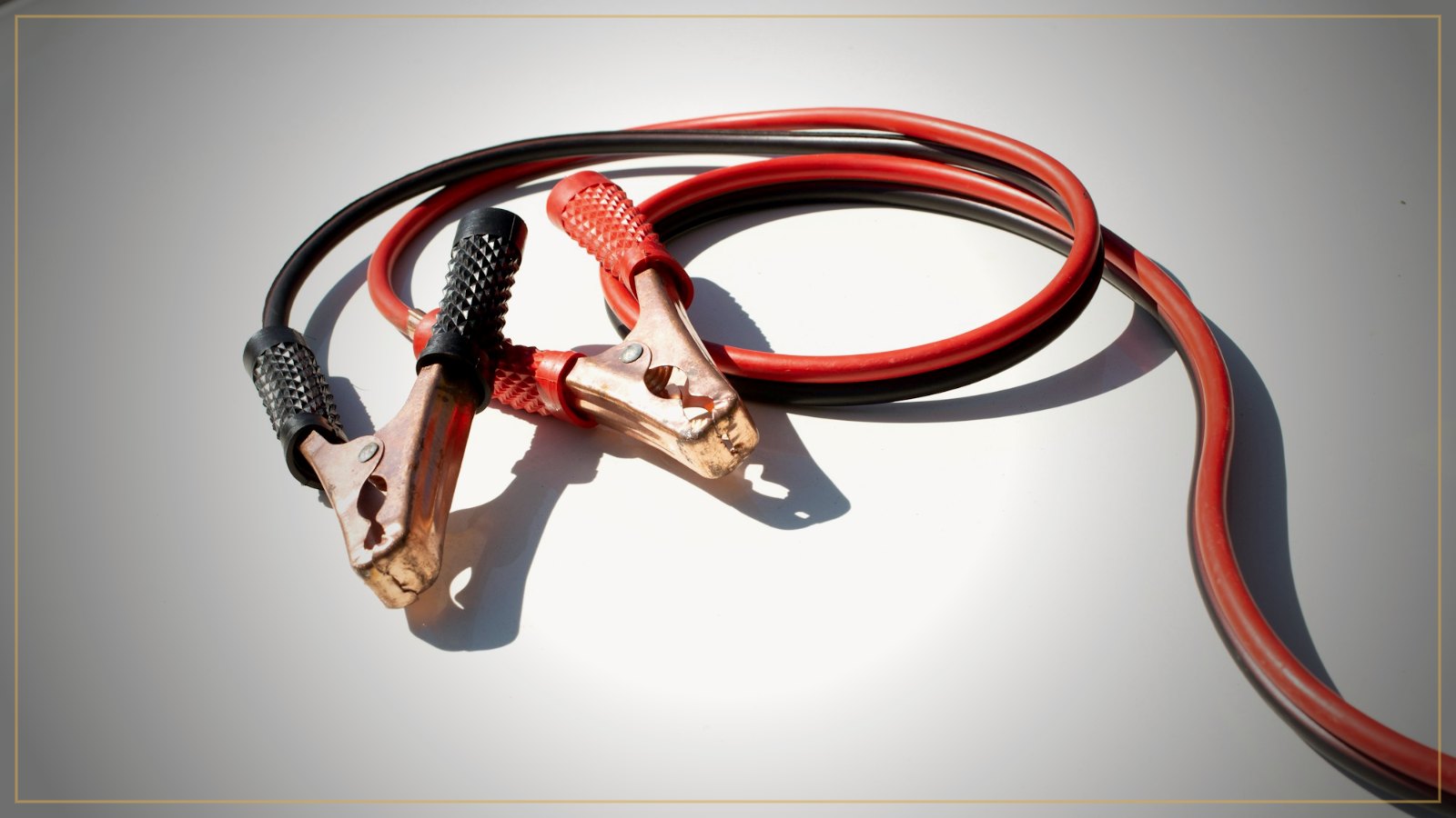 Red and black jumper cable clamps